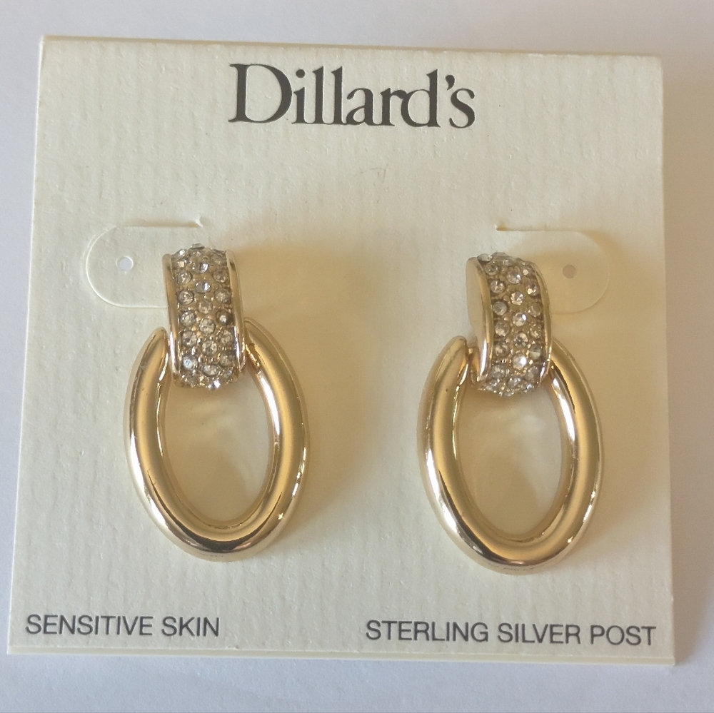 Dillard's Gold and Silver Crystal Hoop Earrings